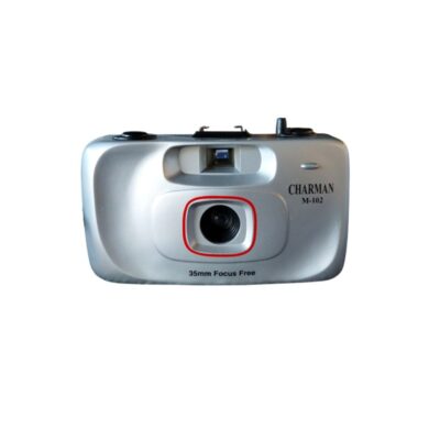 Charman brand compact analogue camera, model M-102 "Focus Free", 35 mm – available for hire for events, advertising, films and TV series