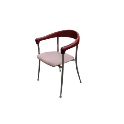 A modern-style side chair, featuring a white padded seat, available for hire for events, advertising, films and TV series