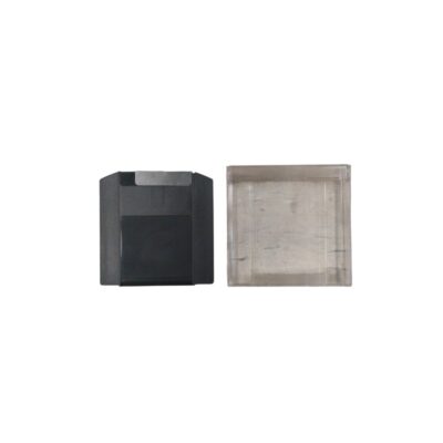 A black storage container holding a set of magnetic or data cartridges with their respective transparent protective cases; available for hire for events, advertising, films and TV series