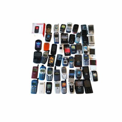 A wide selection of classic mobile phones and historic handsets from various iconic mobile phone brands of the 1990s and 2000s, available for hire for events, advertising, films and TV series