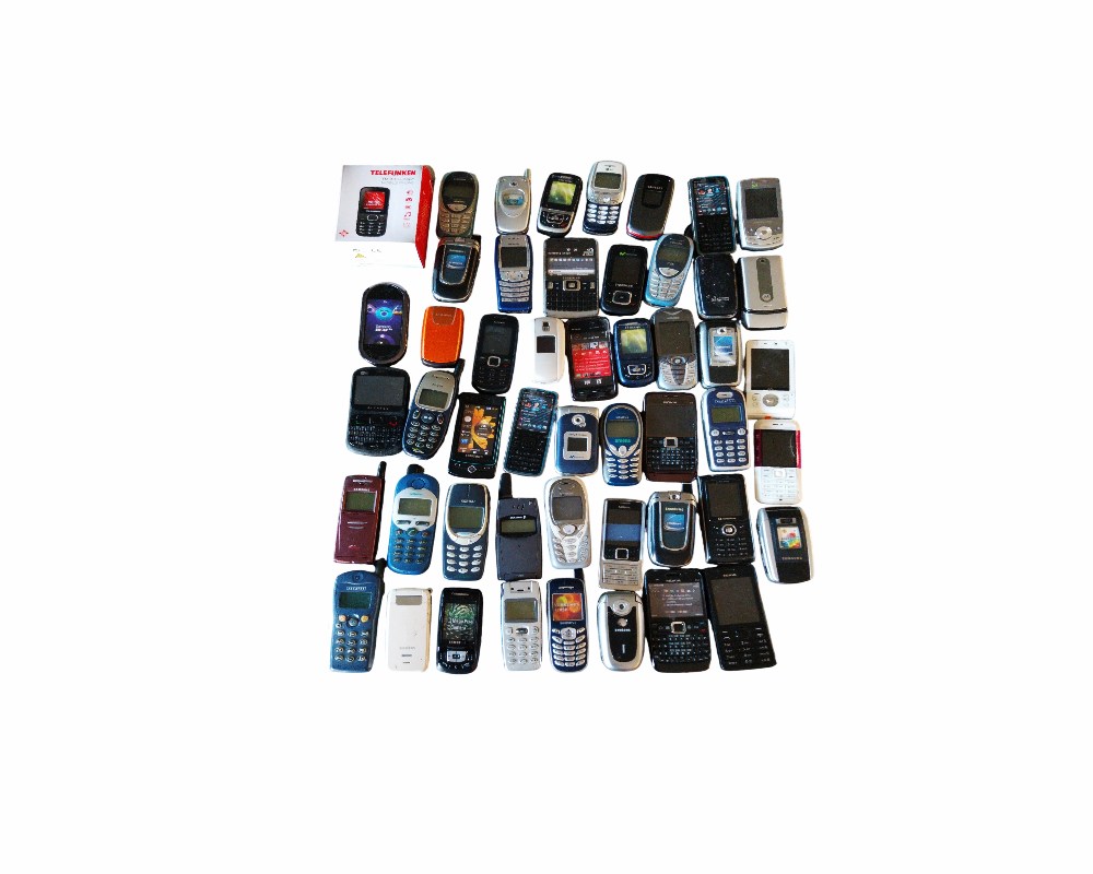 A wide selection of classic mobile phones and historic handsets from various iconic mobile phone brands of the 1990s and 2000s, available for hire for events, advertising, films and TV series