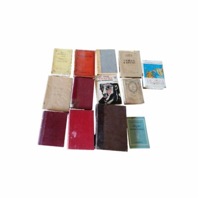 The collection brings together an extensive and interesting selection of antique books and paperback publications from the mid-20th century, covering a wide variety of genres, ranging from dramatic literature (such as plays by Albert Camus) to political and philosophical essays and volumes on religious subjects; hire for events, advertising, films and TV series