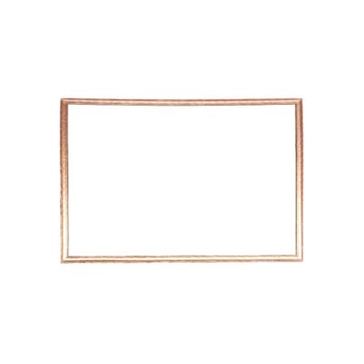 Rectangular picture frame with delicate, slender lines, made of wood, characterised by a narrow moulding with a light gold metallic finish and a subtle texture. External dimensions: 167x126. Internal dimensions: 159x118. Available for hire for events, advertising, films and TV series.